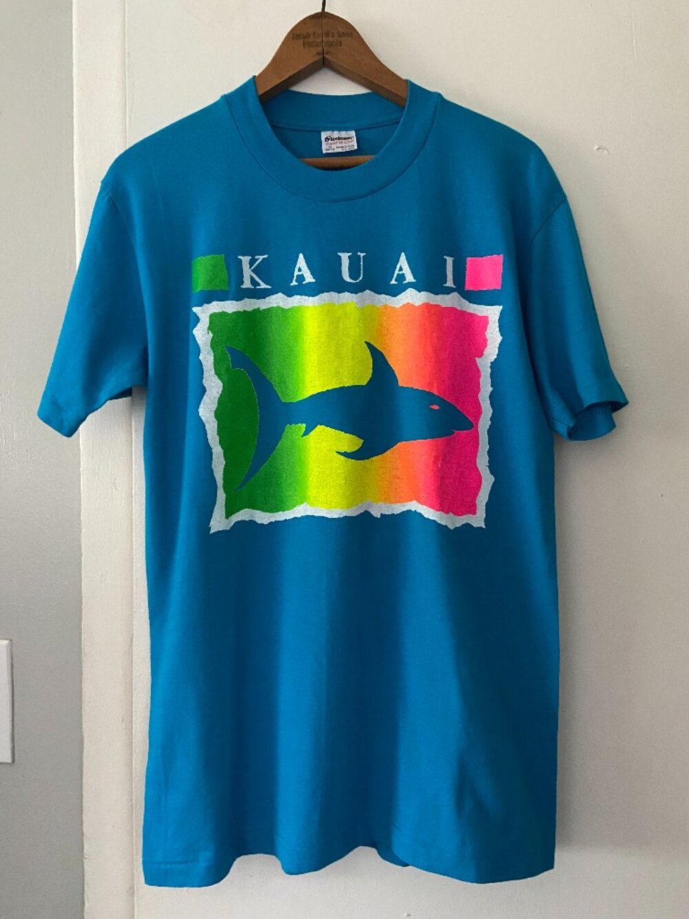 Vintage 80's Stedman Super Hi-Cru KAUAI Hawaii Blue Single Stitch T-Shirt Medium
